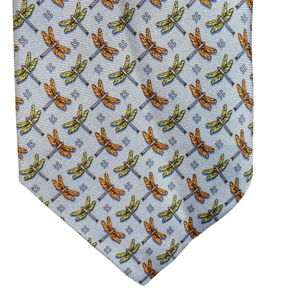 Eagle Shirtmakers Mens Blue Silk Dragonfly Pattern Classic Necktie 59 Inch